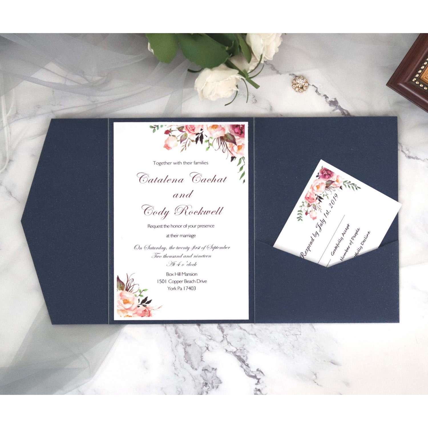 Dark Blue Business Invitation Card Wedding Invitation Laser Cut Holiday Card